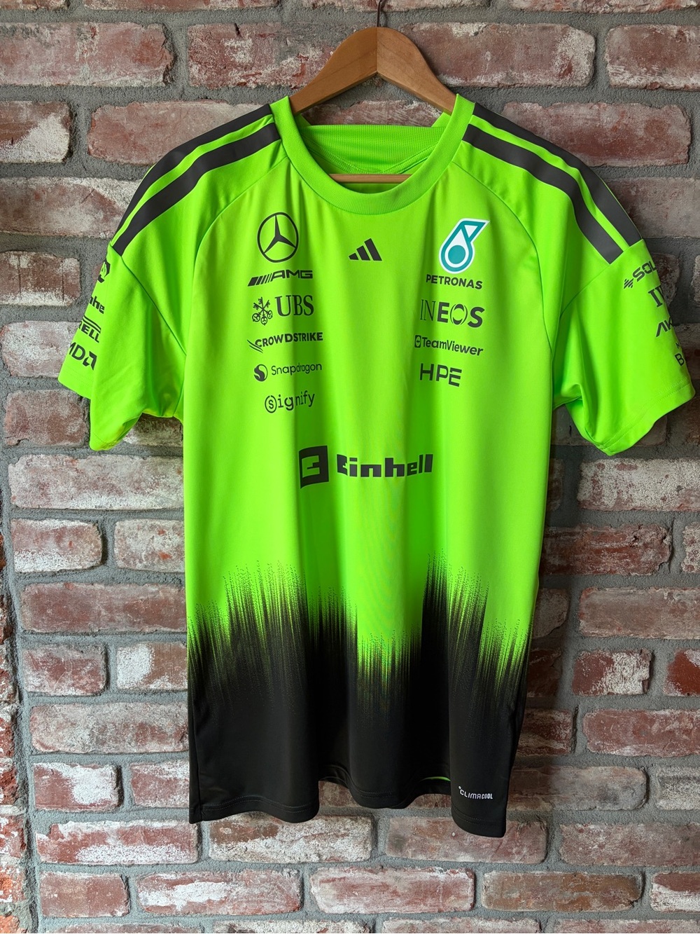 Mercedes AMG Petronas High-Visibility Green & Black Team Shirt